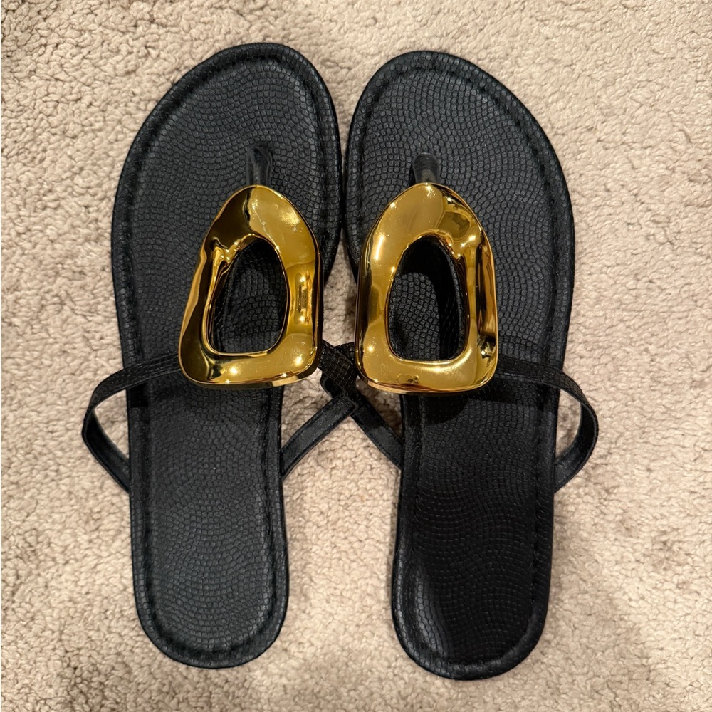 Black and Gold Women's Sandals